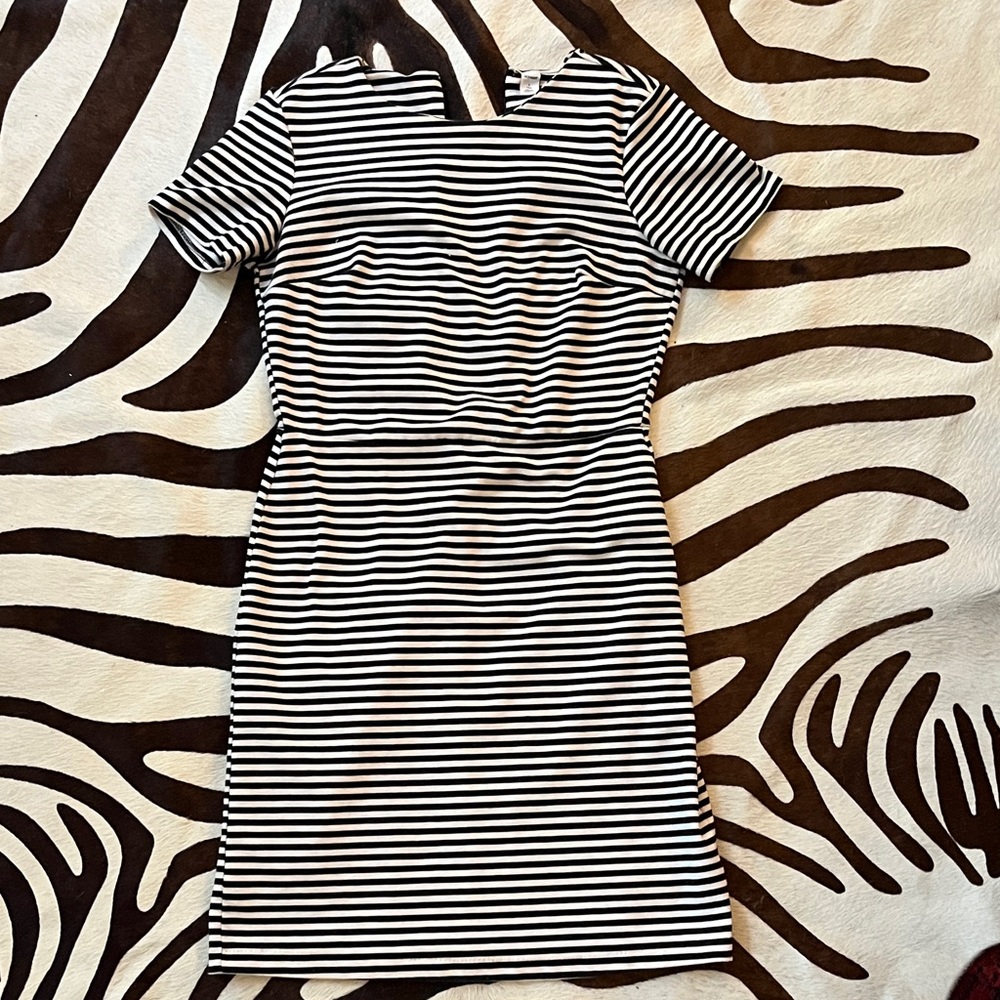 Old Navy Black and White Striped Mini Dress